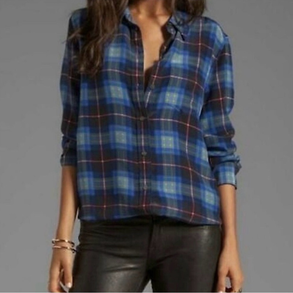 Equipment Blue Plaid Button-Down Shirt